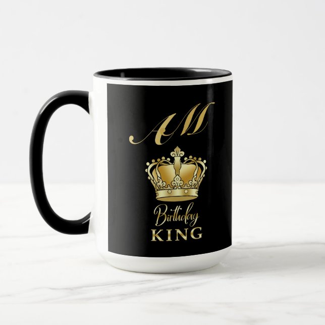 Mug Birthday King Gold Crown Royal Monogram Luxury (Gauche)