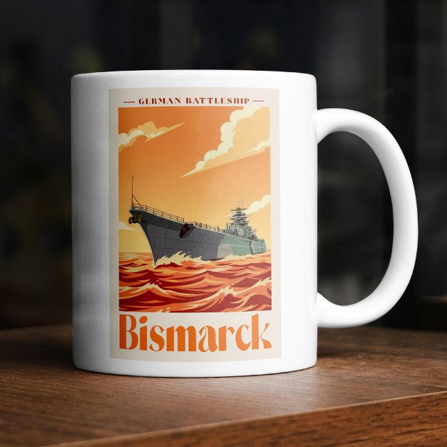 Mug Bismarck German Battleship - Vintage Naval Poster (Bismarck German Battleship - Vintage Naval Poster. Coffee Mug)