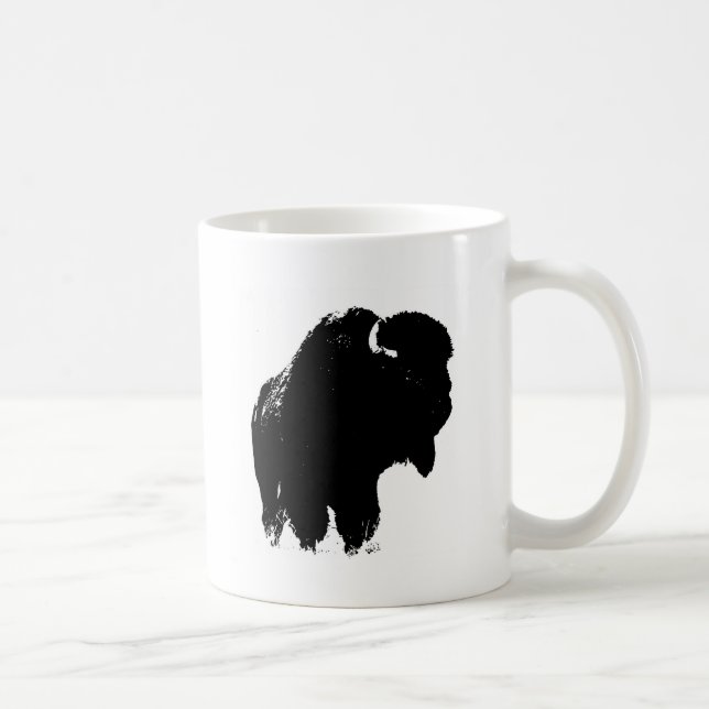 Mug Bison de bison noir et blanc Pop Art (Droite)