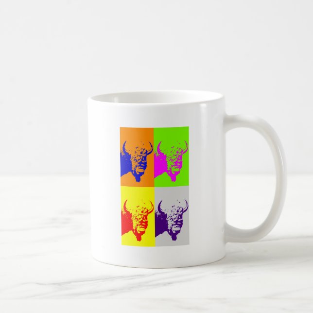 Mug Bison de Buffalo Art Pop de 4 couleurs (Droite)
