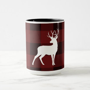 Mug Bison de cerfs blancs Plaid rustique pays Noël