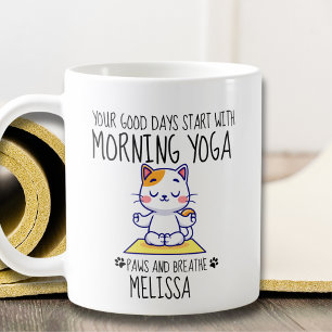 Mug Bizarre Chat Yoga Bon Jours Commence Avec Le Yoga