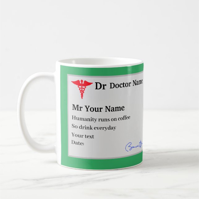 Mug Bizarre de café personnalisé sur ordonnance du méd (Gauche)