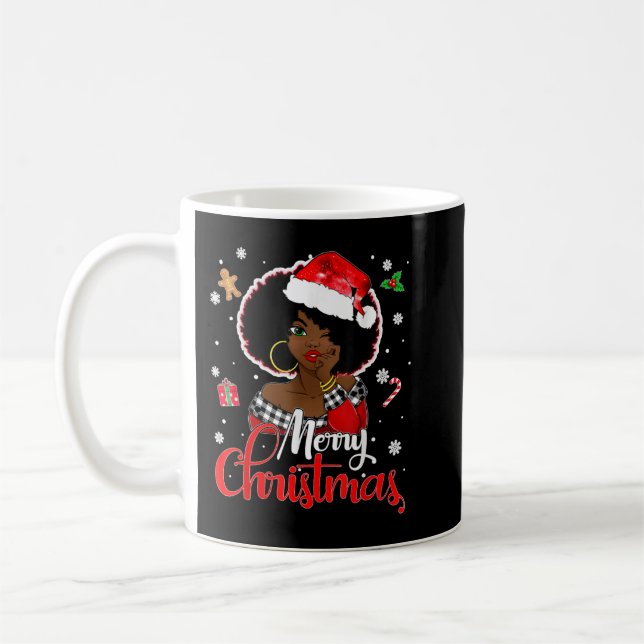 Mug Black African Girl American Melanin Christmas Sant (Gauche)