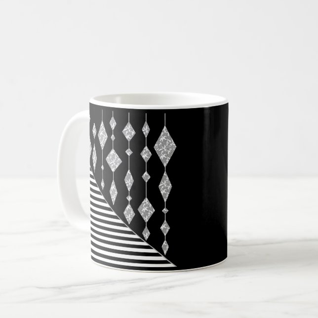 Mug Black and white, abstract, geometric, simple, scan (Devant gauche)