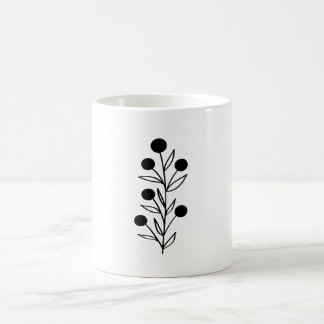 Mug Black and White Botanical Line Art