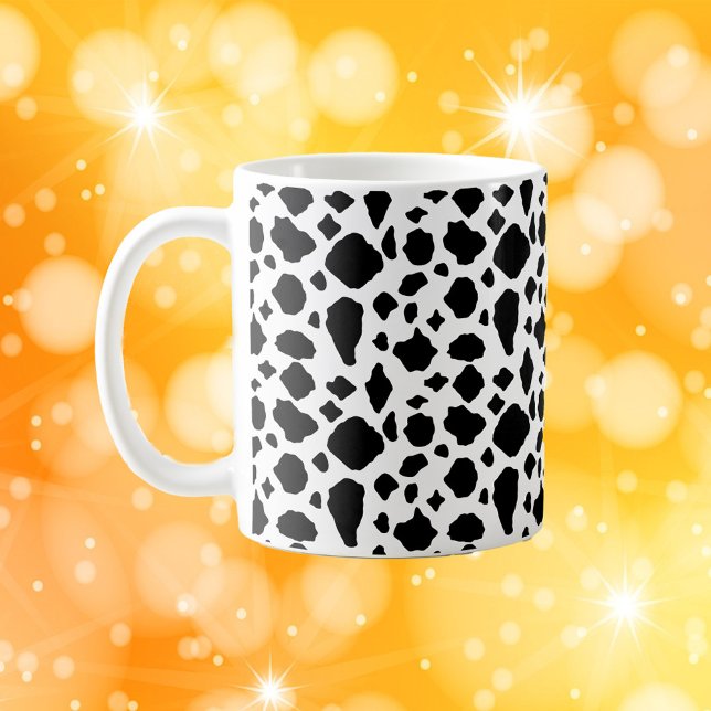 Mug Black and White Cow Print Pattern Farmhouse  (A mug with a black and white cow pattern)