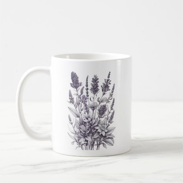 Mug Black and White Flowers (Gauche)