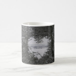 Mug Black and White Love Snow Heart Photo Noël