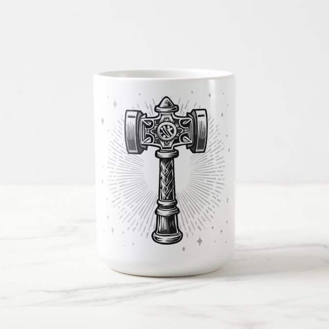 Mug Black and white Thor's Hammer Mjolnir (Centre)