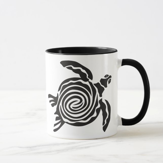 Mug Black and White Tribal Turtle (Droite)