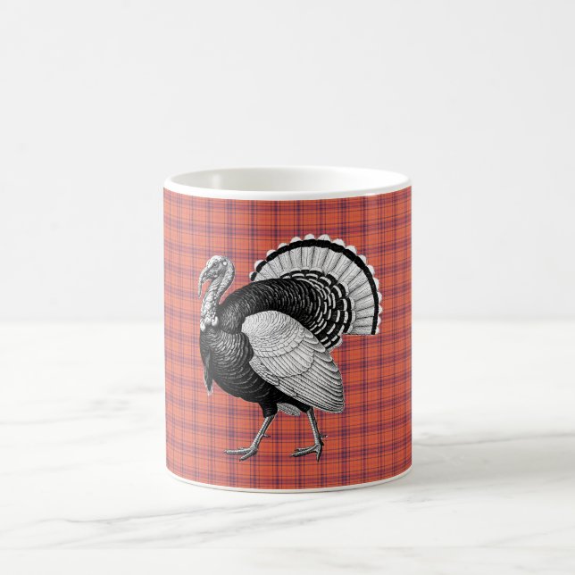Mug Black and White Turquie Orange Plaid Thankgiving (Centre)