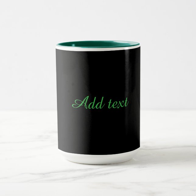 Mug Black-black, simply elegant, green trim, (Centre)