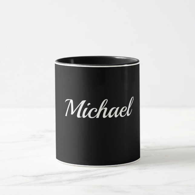 Mug Black-Black Template, White Script, (Centre)