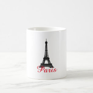 Mug Black Blanc Tour Eiffel Paris Love City Travel