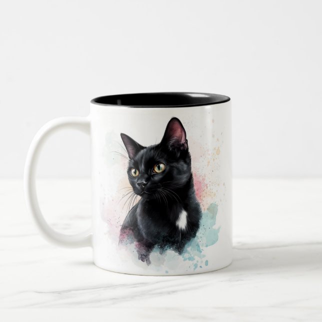 Mug black cat add own text  (Left)