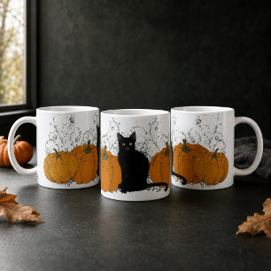 Mug Black Cat and Pumpkins Halloween