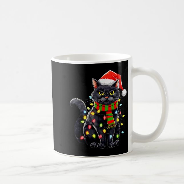 Mug Black Cat Christmas Santa Hat Funny Meowy Cats Wom (Droite)