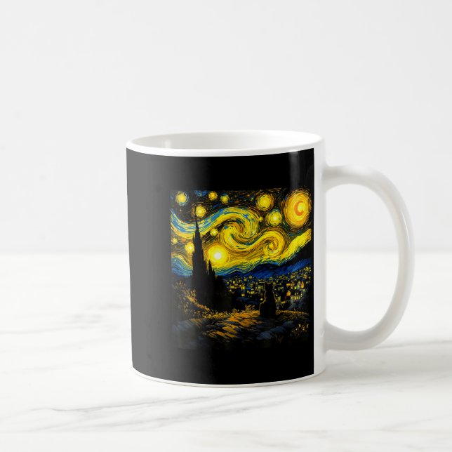 Mug Black Cat Funny Cat Lover Mom Daddy Starry Night V (Droite)