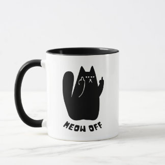 Mug Black Cat pointant le doigt central et dit moi