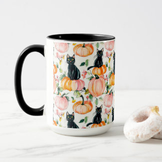 Mug Black Cat & Pumpkin Fall Spooky Halloween Coffee