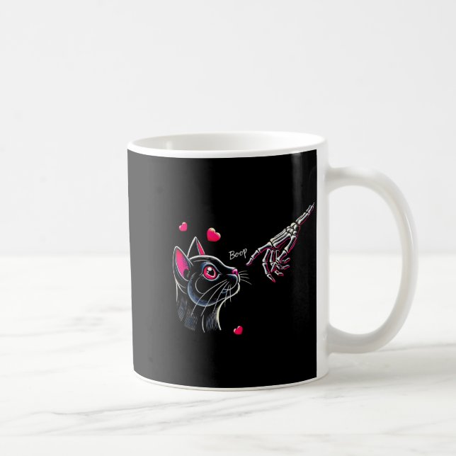 Mug Black Cat Skeleton Hand Boop Valentine's Day Pet O (Droite)