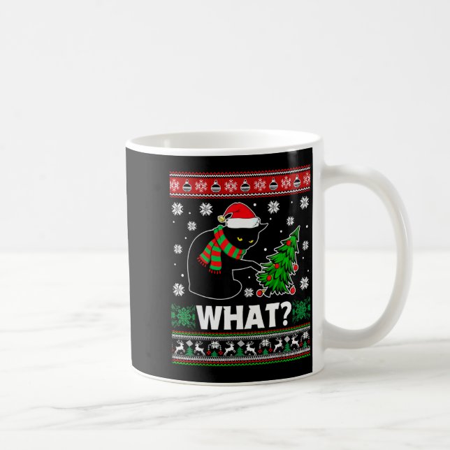 Mug Black Cat What Pushing Tree Over Ugly Christmas Sw (Droite)