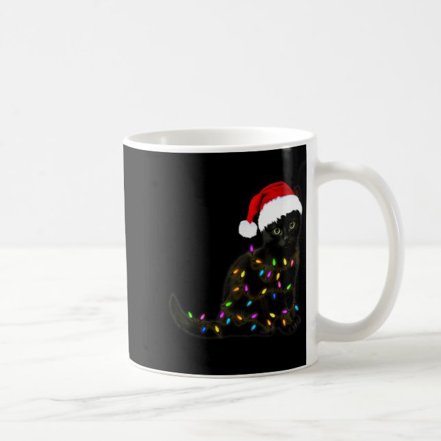 Mug Black Cat With Christmas Light Funny Cat Lover Chr (Droite)