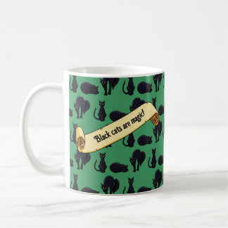 Mug Black Cats Are Magic! Witches Cat Pixel Art Stripe