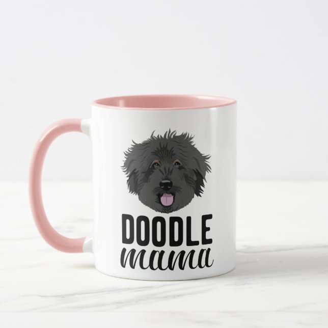 Mug Black Doodg Dog Mama Photo personnalisée (Gauche)