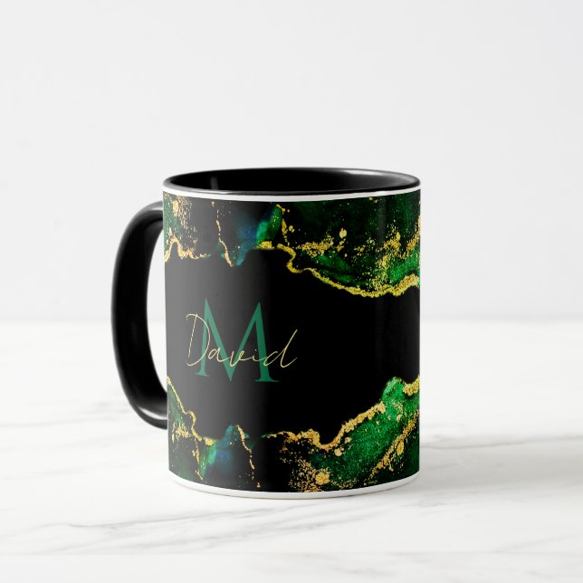 Mug Black Emerald Green Gold personnalisé (Devant gauche)