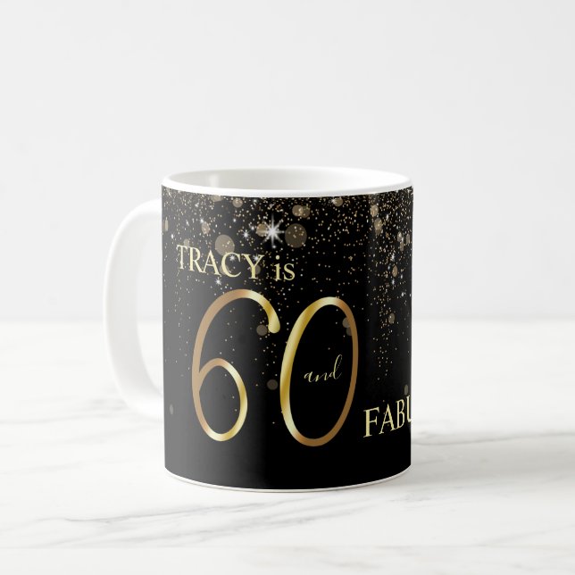 Mug Black Gold Parties scintillant 60e anniversaire (Devant gauche)
