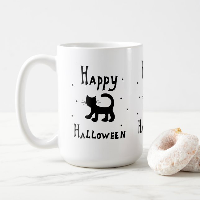 Mug Black Happy Halloween horreur éffrayant (Avec donut)
