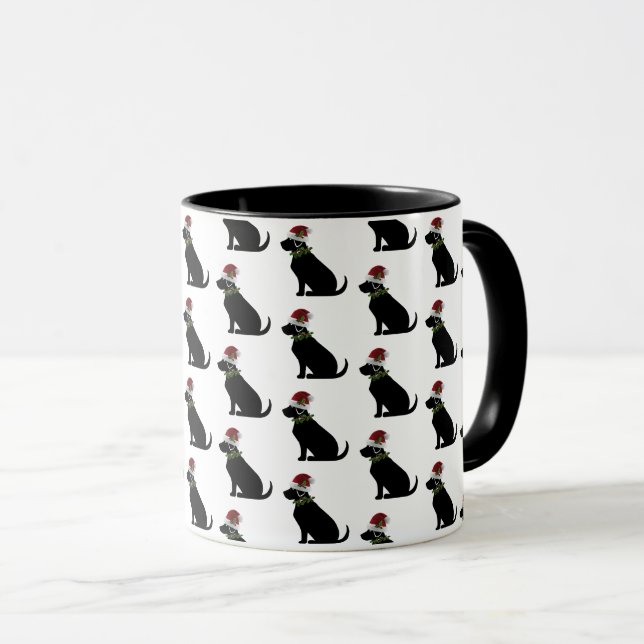Mug Black Lab Chien Noël Santa Hat Holly Fun (Devant droit)