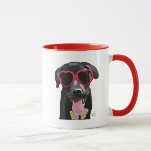 Mug Black Labrador Avec Lunettes de soleil Coeur