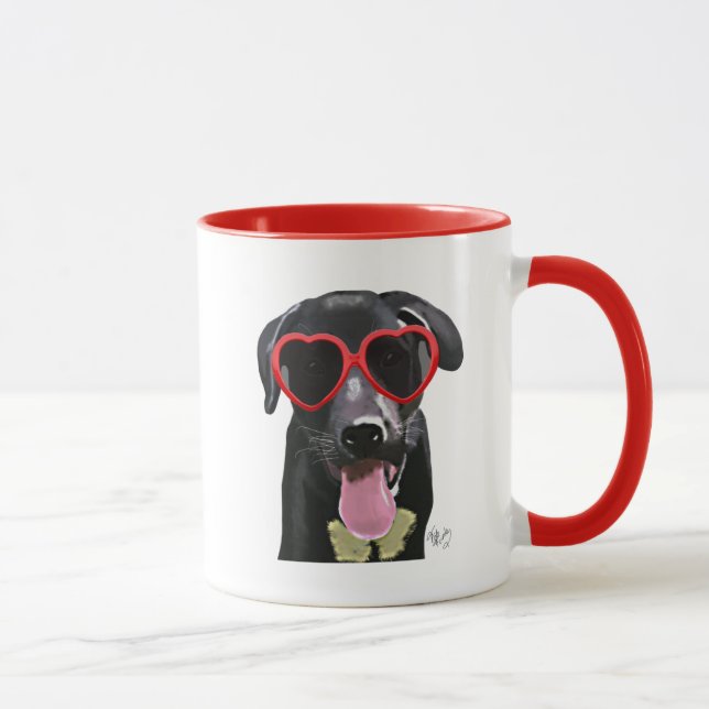 Mug Black Labrador Avec Lunettes de soleil Coeur (Droite)