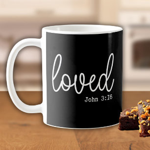 Mug Black Love Faith Citation minimaliste