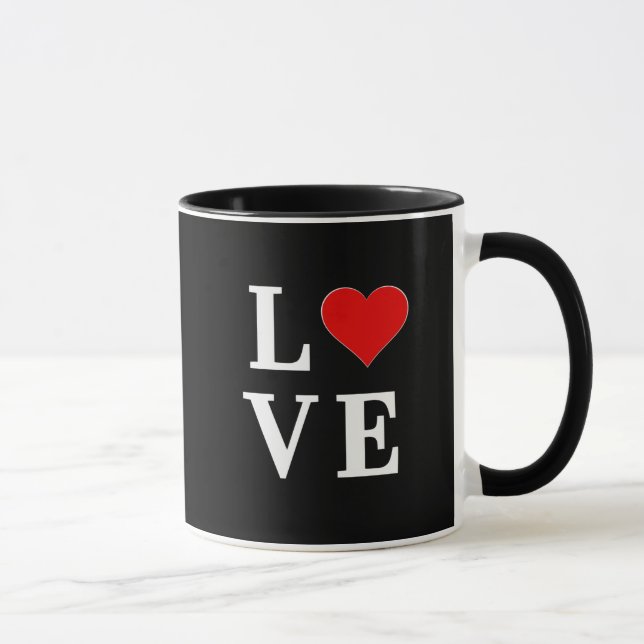 Mug Black LOVE Heart Moderne tendance (Droite)