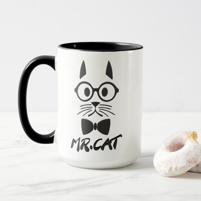 Mug Black M. Cat (Avec donut)