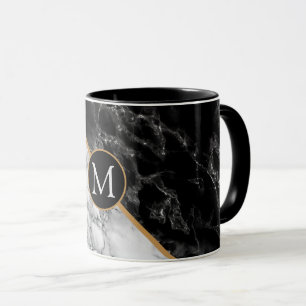 Mug Black & Marbre blanc Stone tendance - Ajouter votr