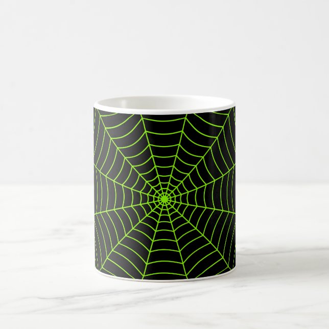 Mug Black neon vert toile d'araignée Halloween motif (Centre)