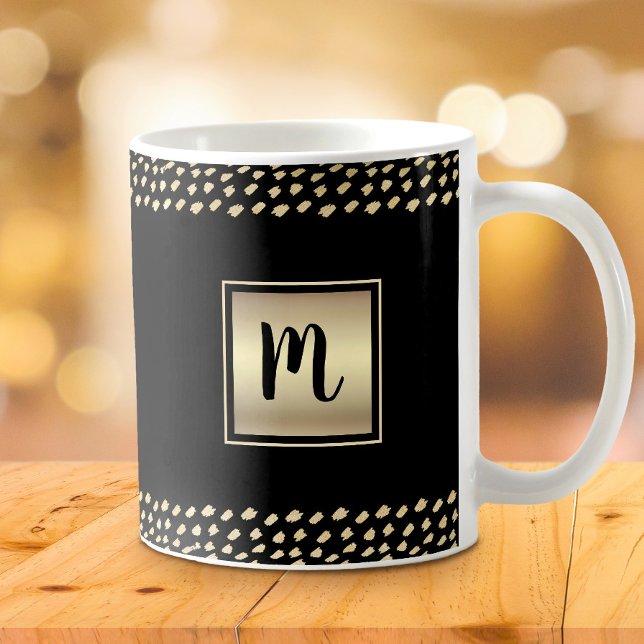 Mug Black or feuille audacieuse monogramme script mode (Créateur téléchargé)