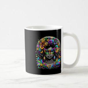 Mug Black Queen Afro perles africaines Masque Mardi Gr