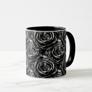 Mug Black Rose Centre Abstrait Floral Photo Motif