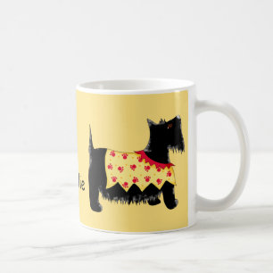 Mug Black Scottie Terrier Chien jaune Nom personnalisé