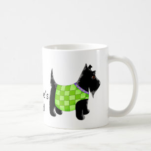 Mug Black Scottie Terrier Chien vert Nom personnalisé