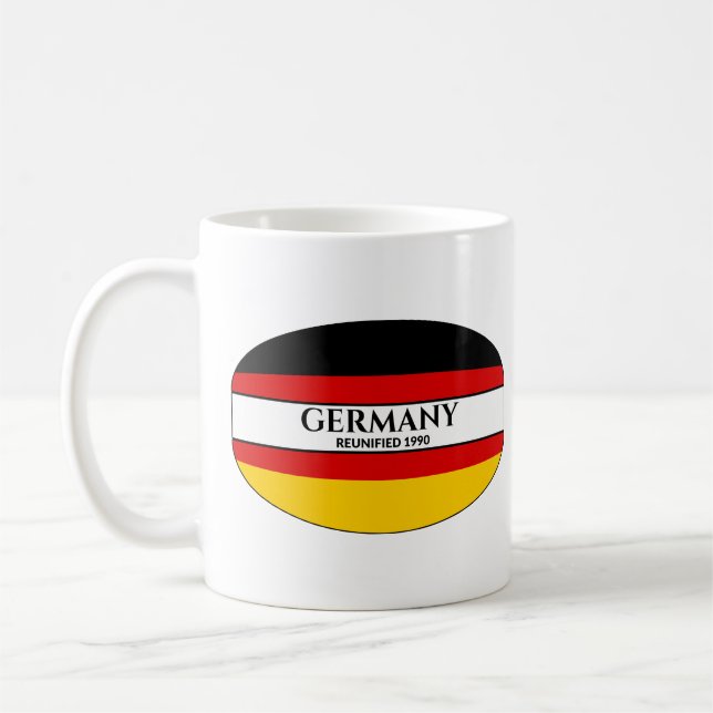 Mug Black Text Allemagne Réunifié 1990 Drapeau (Gauche)