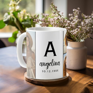 Mug Black White - 5 Photo Collage - Mod Monogramme