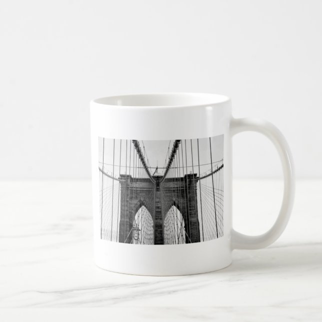 Mug Black White Brooklyn Bridge New York (Droite)