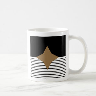 Mug Black White Colorblock & Brown Diamond